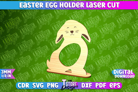 Easter Egg Holder | Easter Rabbit Laser Cut Design | CNC File SVG The T Store Design 