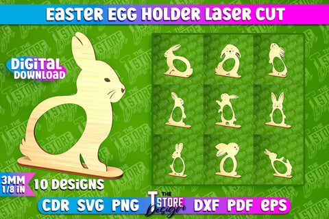 Easter Egg Holder | Easter Rabbit Laser Cut Design | CNC File SVG The T Store Design 