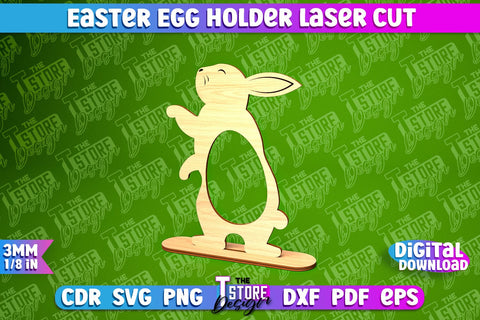 Easter Egg Holder | Easter Rabbit Laser Cut Design | CNC File SVG The T Store Design 