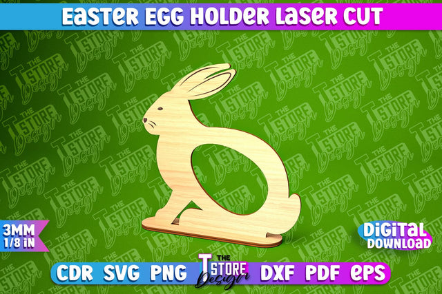 Easter Egg Holder | Easter Rabbit Laser Cut Design | CNC File SVG The T Store Design 
