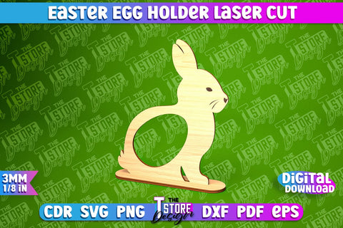 Easter Egg Holder | Easter Rabbit Laser Cut Design | CNC File SVG The T Store Design 
