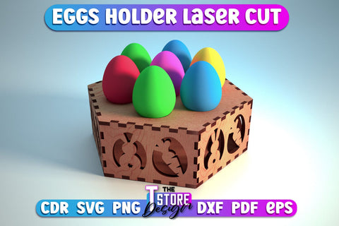 Easter Egg Holder Laser Cut Design| Happy Easter | CNC File SVG The T Store Design 