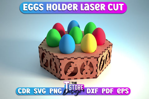 Easter Egg Holder Laser Cut Design| Happy Easter | CNC File SVG The T Store Design 