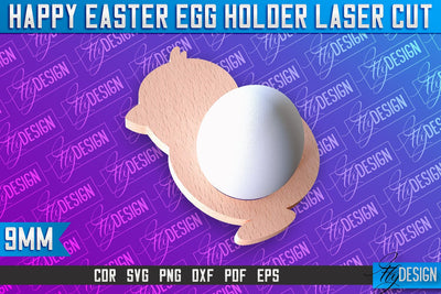 Easter Egg Holder Laser Cut | Happy Easter | CNC File SVG Fly Design 