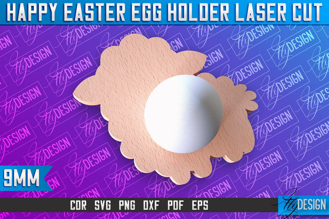 Easter Egg Holder Laser Cut | Happy Easter | CNC File SVG Fly Design 