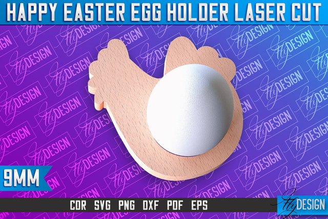 Easter Egg Holder Laser Cut | Happy Easter | CNC File SVG Fly Design 