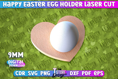 Easter Egg Holder Laser Cut | Happy Easter | CNC File SVG The T Store Design 