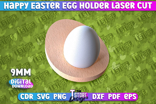 Easter Egg Holder Laser Cut | Happy Easter | CNC File SVG The T Store Design 