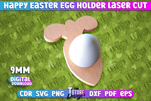 Easter Egg Holder Laser Cut | Happy Easter | CNC File SVG The T Store Design 