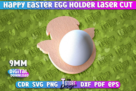 Easter Egg Holder Laser Cut | Happy Easter | CNC File SVG The T Store Design 