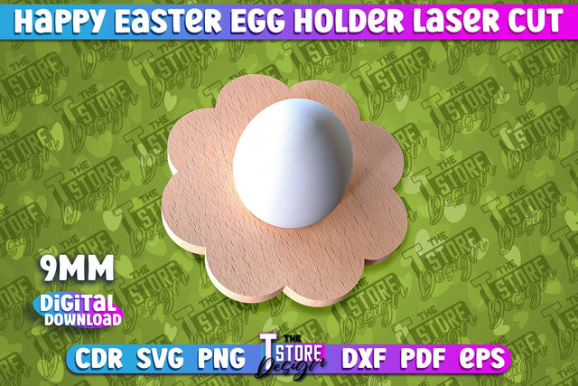 Easter Egg Holder Laser Cut | Happy Easter | CNC File SVG The T Store Design 