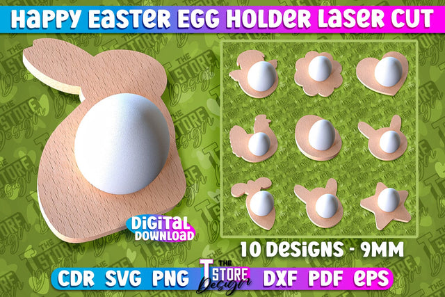Easter Egg Holder Laser Cut | Happy Easter | CNC File SVG The T Store Design 