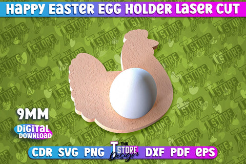 Easter Egg Holder Laser Cut | Happy Easter | CNC File SVG The T Store Design 