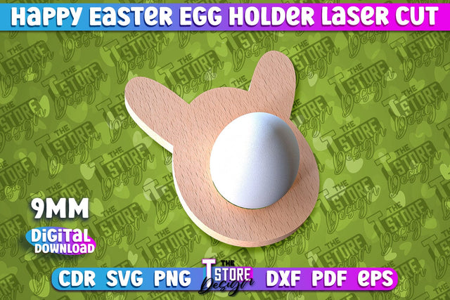 Easter Egg Holder Laser Cut | Happy Easter | CNC File SVG The T Store Design 