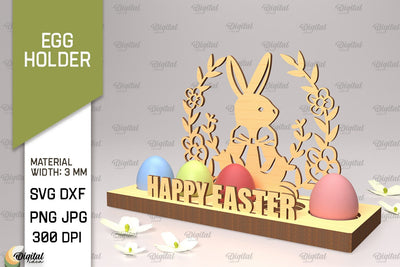 Easter Egg Holder SVG. 3D Egg Holder Laser Cut. Easter Bunny SVG SVG Evgenyia Guschina 