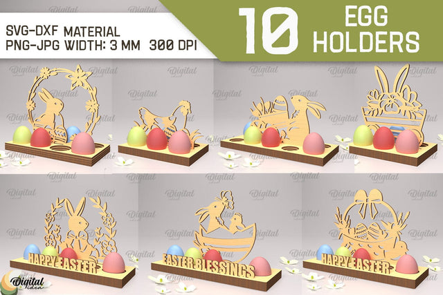 Easter Egg Holder SVG Bundle. 3D Egg Holder Laser Cut SVG Evgenyia Guschina 