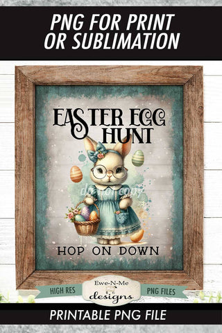 Easter Egg Hunt Sublimation Design | Vintage Sign PNG Sublimation Ewe-N-Me Designs 