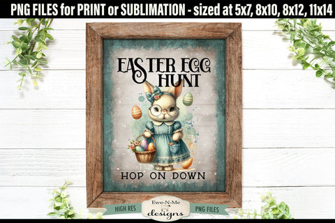 Easter Egg Hunt Sublimation Design | Vintage Sign PNG Sublimation Ewe-N-Me Designs 