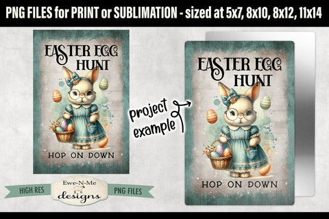 Easter Egg Hunt Sublimation Design | Vintage Sign PNG Sublimation Ewe-N-Me Designs 