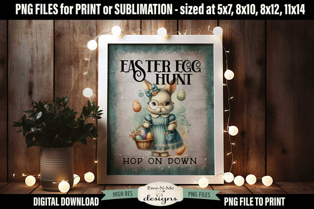 Easter Egg Hunt Sublimation Design | Vintage Sign PNG Sublimation Ewe-N-Me Designs 