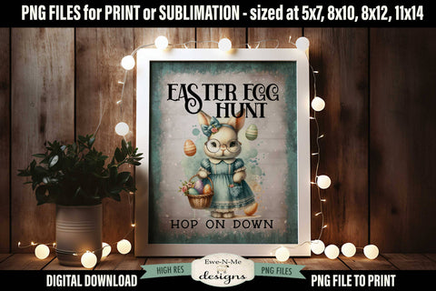 Easter Egg Hunt Sublimation Design | Vintage Sign PNG Sublimation Ewe-N-Me Designs 