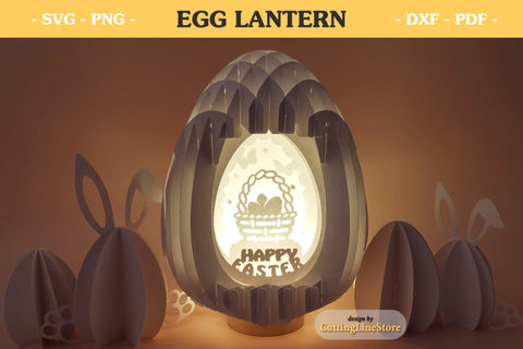 Easter egg Pop up lantern | 3D easter egg SVG CuttingLineStore 