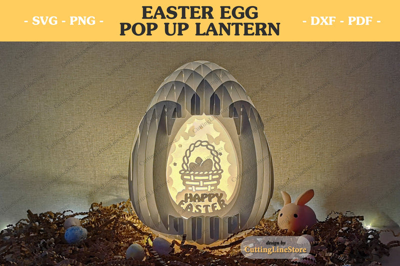 Easter egg Pop up lantern | 3D easter egg SVG CuttingLineStore 