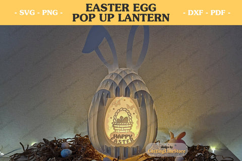 Easter egg Pop up lantern | 3D easter egg SVG CuttingLineStore 