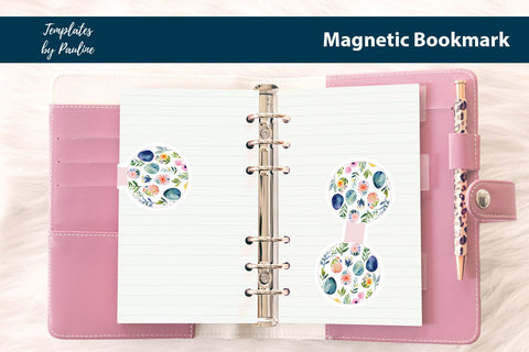 Easter Egg Printable Round Magnetic Bookmark SVG Templates by Pauline 