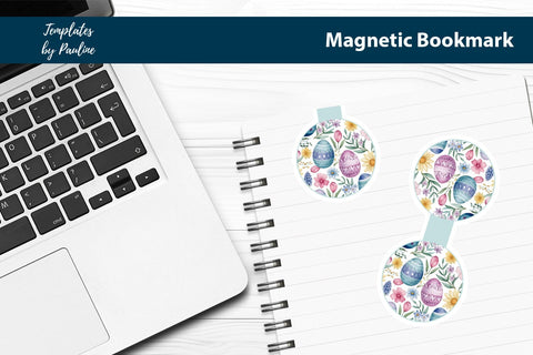 Easter Egg Printable Round Magnetic Bookmark SVG Templates by Pauline 
