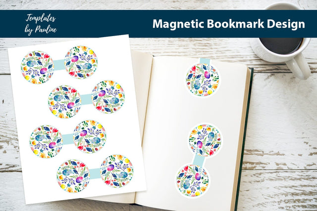 Easter Egg Printable Round Magnetic Bookmark SVG Templates by Pauline 