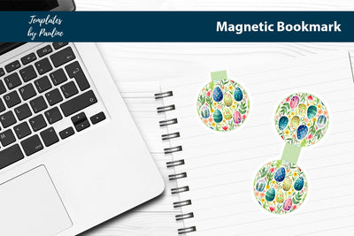 Easter Egg Printable Round Magnetic Bookmark SVG Templates by Pauline 