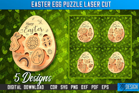 Easter Egg Puzzle | Easter Rabbit Laser Cut Design | CNC File SVG Fly Design 