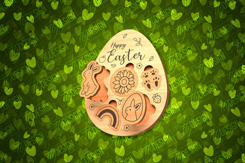 Easter Egg Puzzle | Easter Rabbit Laser Cut Design | CNC File SVG Fly Design 