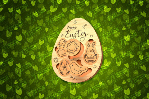 Easter Egg Puzzle | Easter Rabbit Laser Cut Design | CNC File SVG Fly Design 