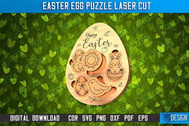 Easter Egg Puzzle | Easter Rabbit Laser Cut Design | CNC File SVG Fly Design 