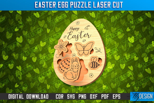 Easter Egg Puzzle| Easter Rabbit Laser Cut Design | CNC File SVG Fly Design 