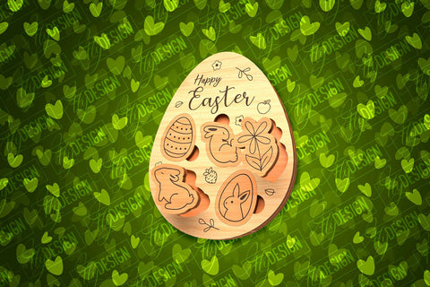 Easter Egg Puzzle | Easter Rabbit Laser Cut Design | CNC File SVG Fly Design 