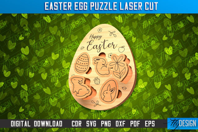 Easter Egg Puzzle| Easter Rabbit Laser Cut Design | CNC File SVG Fly Design 