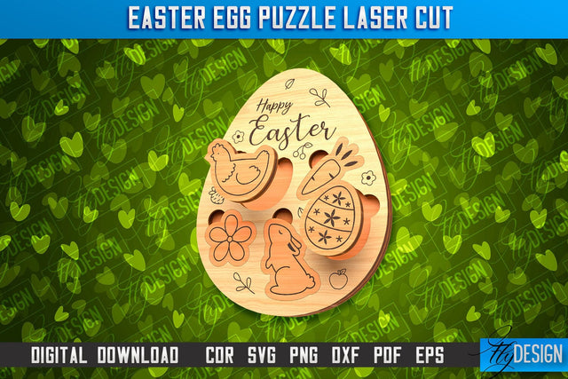Easter Egg Puzzle| Easter Rabbit Laser Cut Design | CNC File SVG Fly Design 