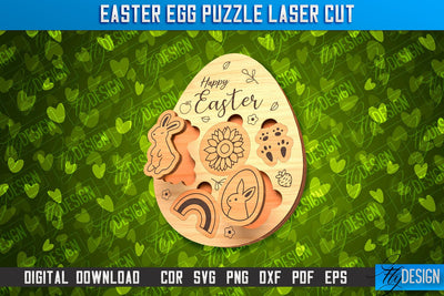 Easter Egg Puzzle | Easter Rabbit Laser Cut Design | CNC File SVG Fly Design 