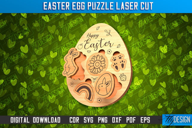 Easter Egg Puzzle | Easter Rabbit Laser Cut Design | CNC File SVG Fly Design 