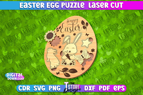 Easter Egg Puzzle | Laser Cutting File | CNC File SVG The T Store Design 