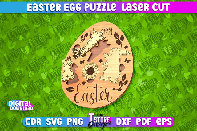 Easter Egg Puzzle | Laser Cutting File | CNC File SVG The T Store Design 