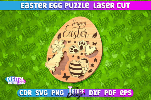 Easter Egg Puzzle | Laser Cutting File | CNC File SVG The T Store Design 