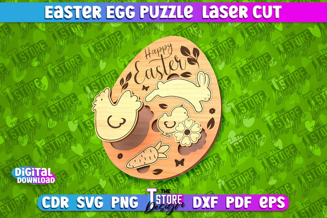 Easter Egg Puzzle | Laser Cutting File | CNC File SVG The T Store Design 