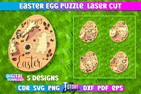 Easter Egg Puzzle | Laser Cutting File | CNC File SVG The T Store Design 