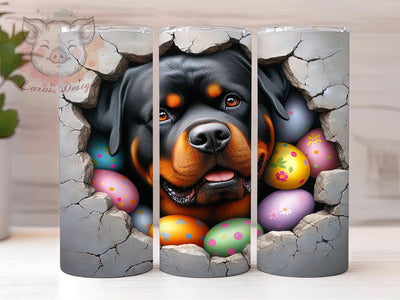 Easter Egg Rottweiler Tumbler, Easter Egg Tumbler, Dog in Wall Wrap, Stylish 20oz Wrap, Sublimation Design, Trendy Gift Idea, Inspirational Easter Tumbler Sublimation Lara' s Designs 