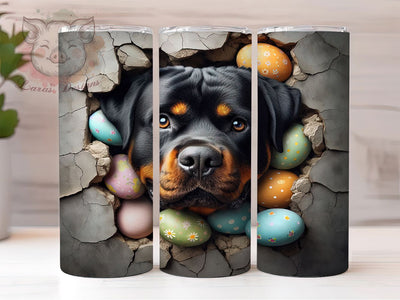 Easter Egg Rottweiler Tumbler, Easter Egg Tumbler, Dog in Wall Wrap, Stylish 20oz Wrap, Sublimation Design, Trendy Gift Idea, Inspirational Easter Tumbler Sublimation Lara' s Designs 
