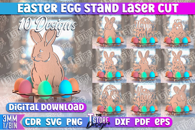 Easter Egg Stand | Egg Stand Laser Cut | CNC File SVG The T Store Design 